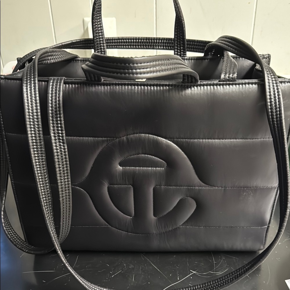 Telfar Black Tote Bag Sleek Structured Design